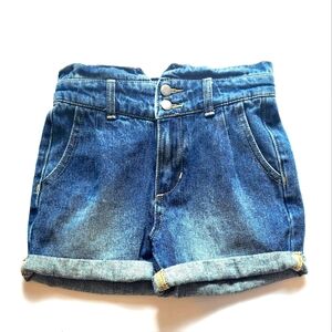 GB Girls High Waist Cuffed Hen Little Girls Denim Blue Shorts Size 6